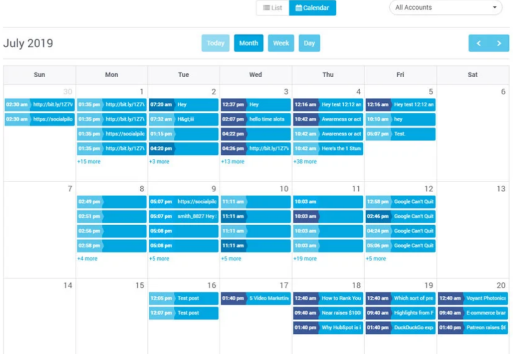 content calendar example